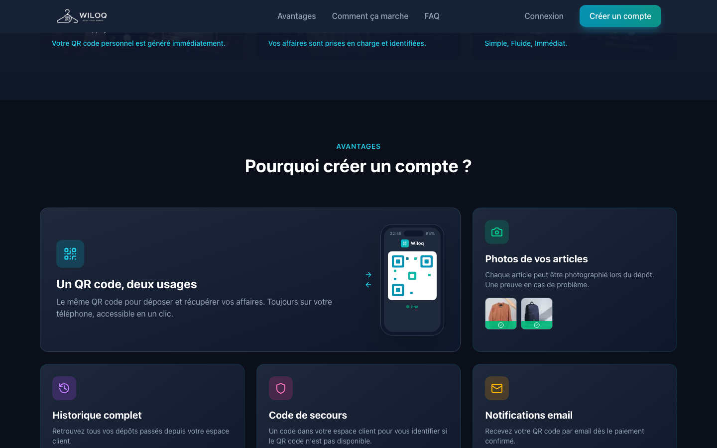 Un QR code, deux usages : déposer puis récupérer — Wiloq